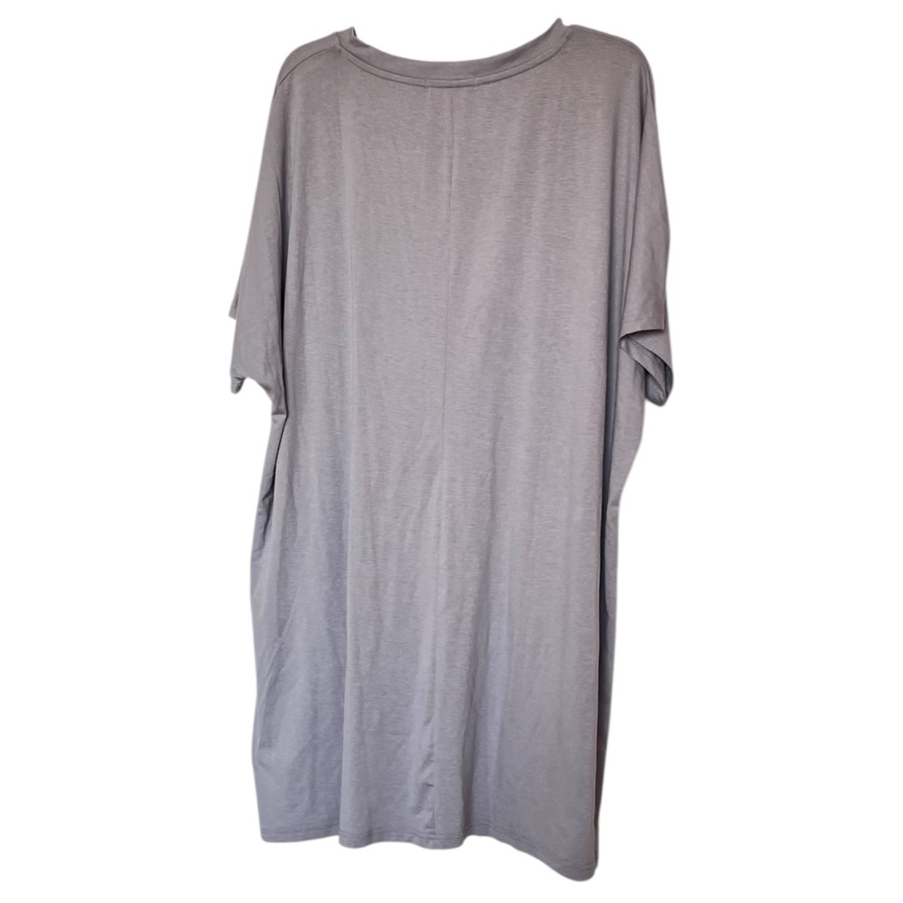 Gray Oversized T-Shirt Dress with Pockets - Picture 2 of 6